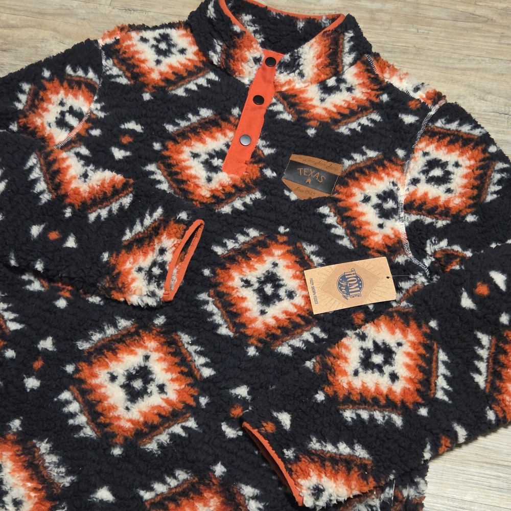 Home Free Texas Sherpa Fleece Pullover Size Large Aztec Geometric NWT - Picture 1 of 8